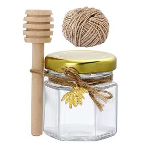 16-Pack 4oz Hexagonal Glass Honey Jars with Gold Lids