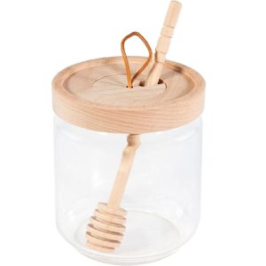 17oz Glass Honey Jar with Acacia Lid and Dipper
