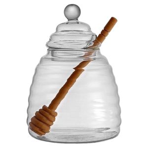 Glass Honey Jar with Dipper and Stirring Stick - Pack of 5
