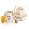 Ceramic Honey Pot with Wooden Dipper Serving Set
